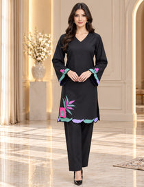Black embroidered co-ord set