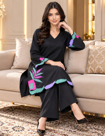 Black embroidered co-ord set