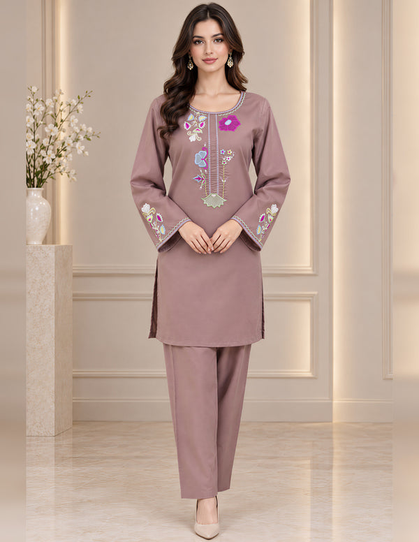 Light Brownish Embroidered Co-Ord Set