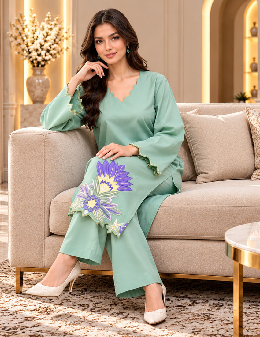 Mint Green Embroidered Co-Ord Set